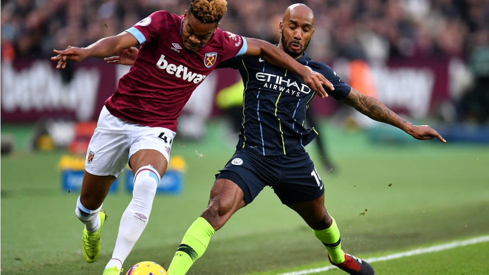 NO ENTRY : Fabian Delph blocks a West Ham attack