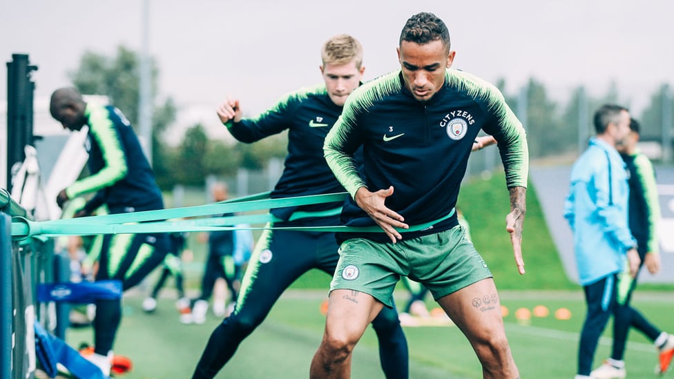 STRETCH : Danilo tunes up for Sunday's game.