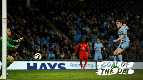 STRIKE: James Milner scores against Leicester in 2015.