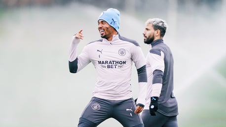 STRIKE A POSE! Gabriel Jesus and Sergio Aguero get in the groove