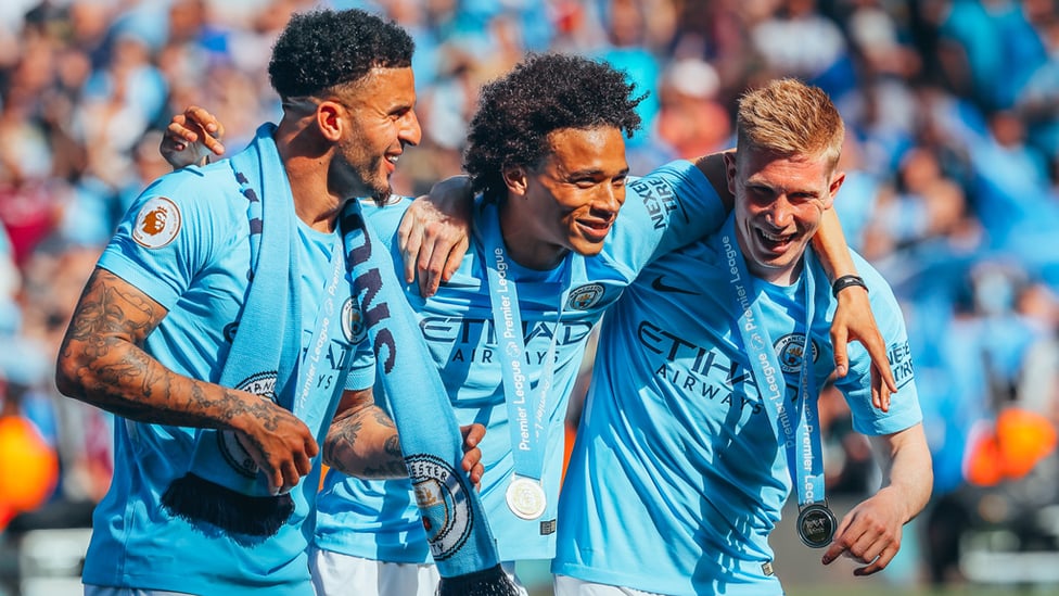 CHAMPIONS : Enjoying his first Premier League title in 2018.