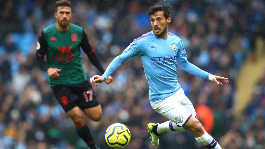 SILVA SERVICE: David Silva looks to unlock the Villa defence