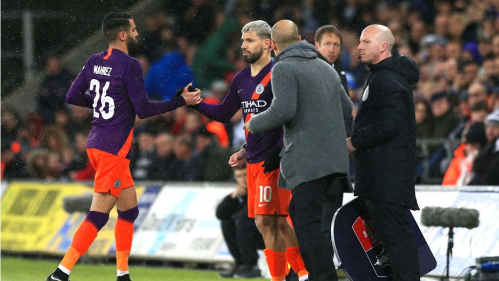 GAME CHANGER : Sergio Aguero comes on for Riyad Mahrez