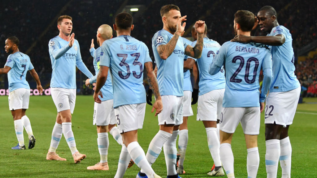 JOB DONE : The City players salute Bernardo Silva after his smart finish