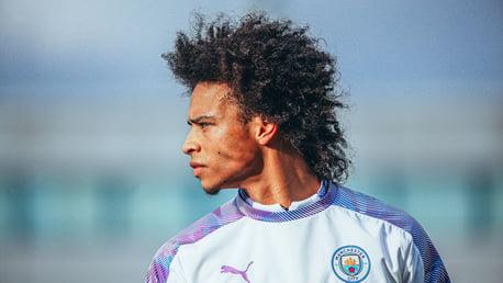 FOCUS TIME: Leroy Sane is a study in concentration as he makes his return to full training