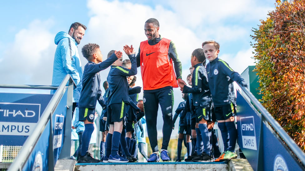 STERLING : Under-8s are delighted to meet Raheem.