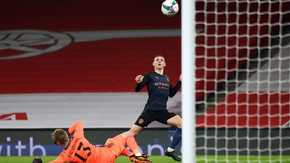 LOFTY AMBITIONS: Phil Foden chips in with a third