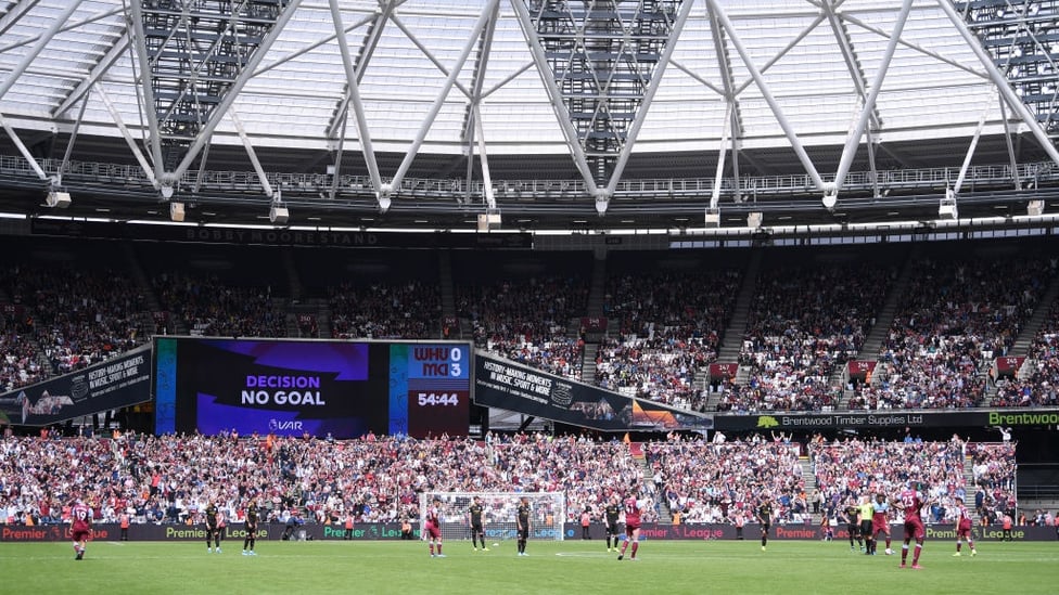 MILLIMETRES : Gabriel Jesus is denied a second by a narrow VAR offside decision.