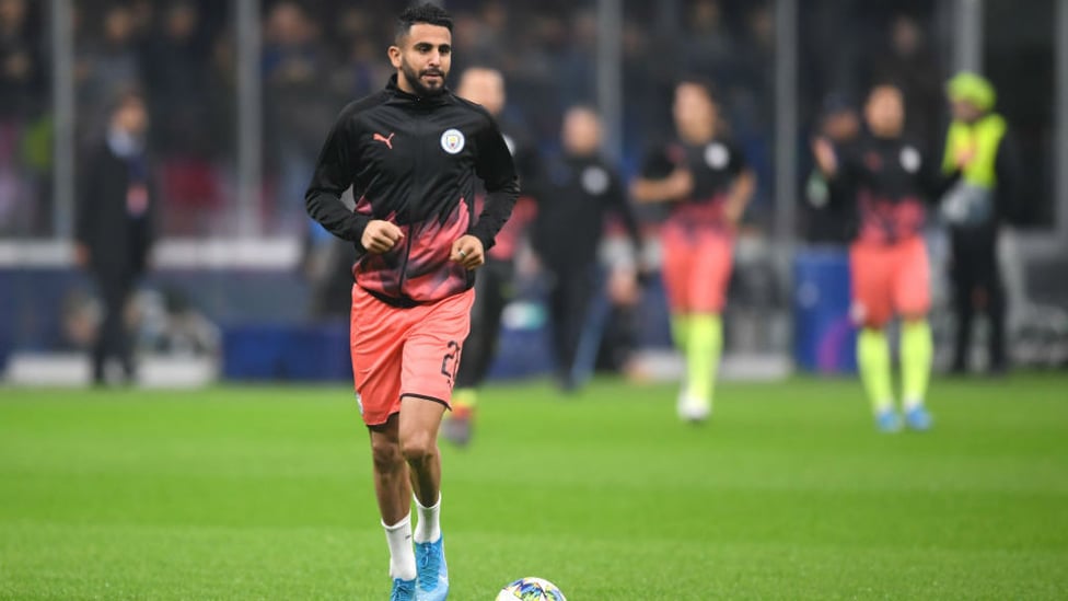 WARMING TO THE TASK : Riyad Mahrez goes through his pre-match routine