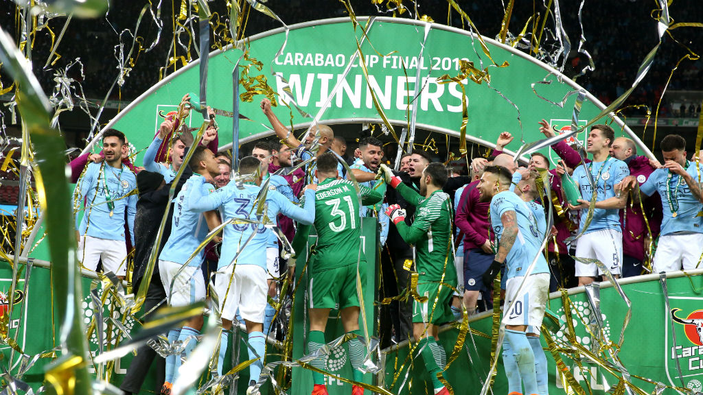 CHAMPIONS : City lift the trophy earlier this year