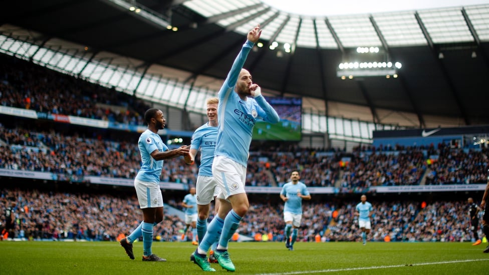 BREAKTHROUGH : David Silva's strike to his season's tally into double figures.