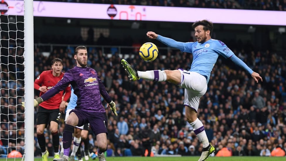 MISFIRING : David Silva can't quite connect as City searched for a way back into the game.