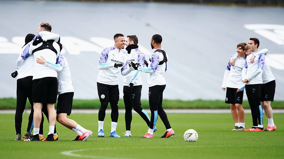 UP FOR THE CUP : The players were in buoyant spirits ahead of our FA Cup clash with Fulham