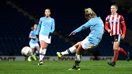 MAGIC MOMENT: Laura Coombs scores her first goal for City with a superb curling strike