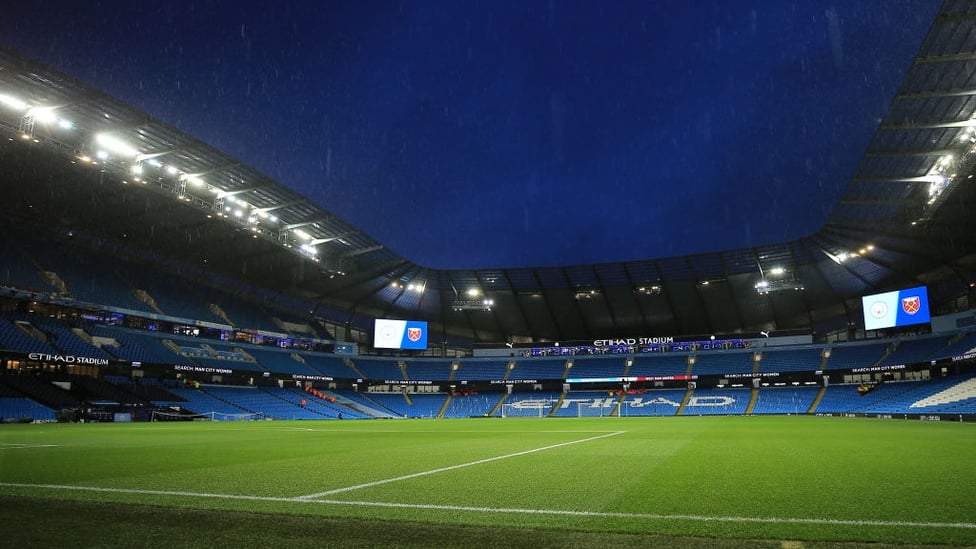 HOME : The Etihad looking beautiful as always under the darkening sky.