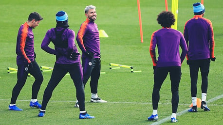 SMILES AND STRETCHES: The ever-cheerful Sergio Aguero