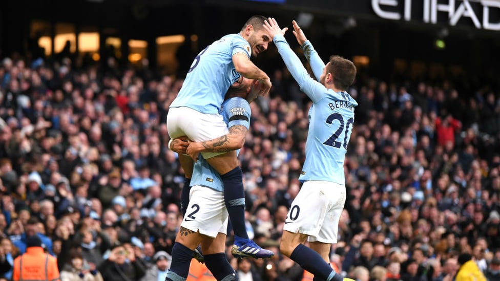 MAKE THAT FOUR : Ilkay Gundogan gets in on the goal scoring action.