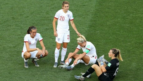 PAIN GAME: The expressions say it all as Jill Scott, Karen Carney, Steph Houghton and Carly Telford react to the Lionesses' 2-1 loss to Sweden