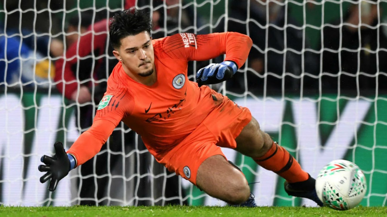 SPOT ON: Aro Muric saves one of Leicester's penalty kicks