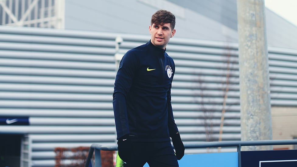 PREMIER LEAGUE PREP : John Stones heads out onto the pitches.