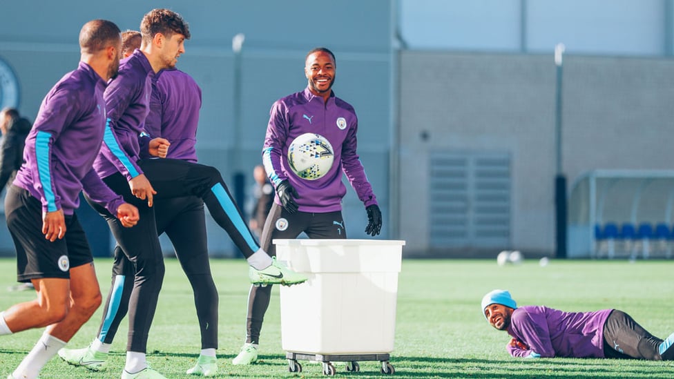 BEST FOOT FORWARD : John Stones tries his hand at some keepy-uppys