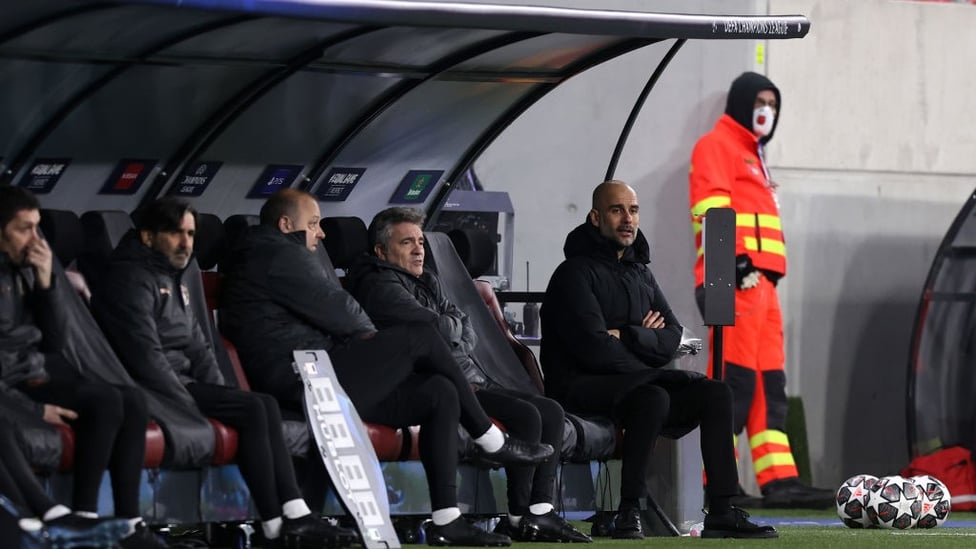 BOSSING IT: Pep Guardiola watches on from the bench