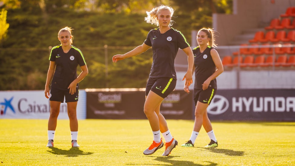 SUN : Stepping out onto the pitches in the Spanish sunshine...