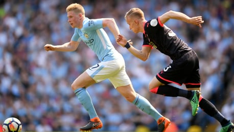 ATTACK: Kevin De Bruyne strides forward