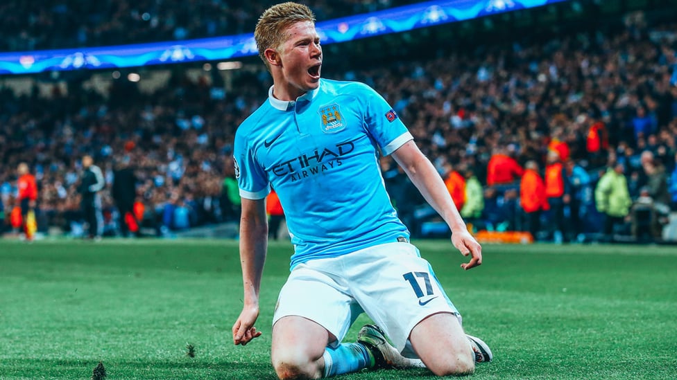 LATE WINNER : De Bruyne's strike against PSG in 2016 sent City into the Champions League semi-finals for the first time.