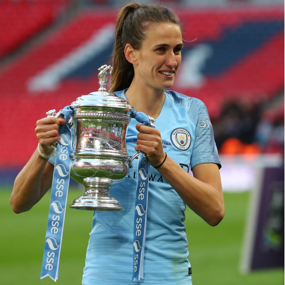 UP FOR THE CUP: Jill was a Wembley winner again in 2019 when we beat West Ham to lift the FA Women's Cup once again