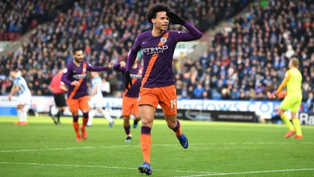IN-SANE ATTACK: Leroy Sane celebrates the Blues' second goal in two minutes, and their third of the afternoon