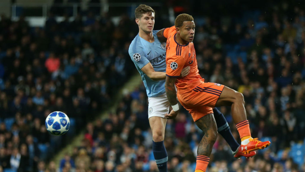 STONES : In action against Lyon