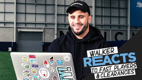 Kyle Walker reacts to fast City players and clearances