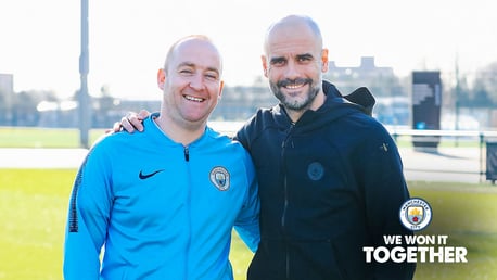 DOUBLE DELIGHT: It proved to be a wonderful weekend for Pep Guardiola and Nick Cushing