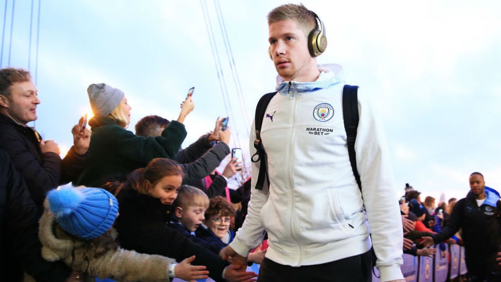 DANGER MAN : De Bruyne fully focused as he arrives at the Etihad.