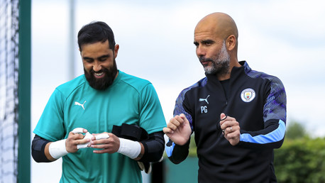 PEP TALK: The boss chats with Claudio Bravo