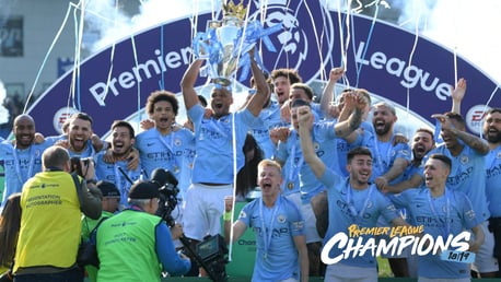 VICTORY: Vincent Kompany lifts the trophy aloft.