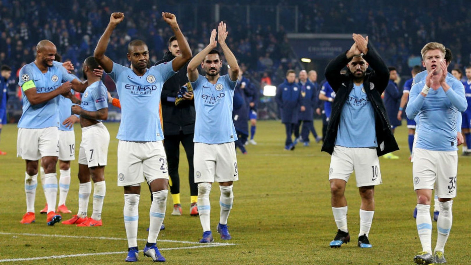 Manchester City stars thank the travelling City-faithful