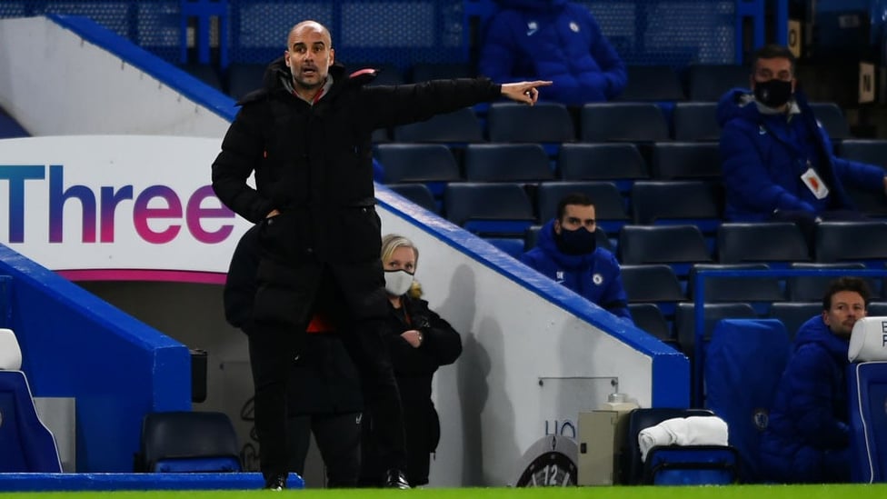 THE BOSS: Pep Guardiola dishes out some instructions