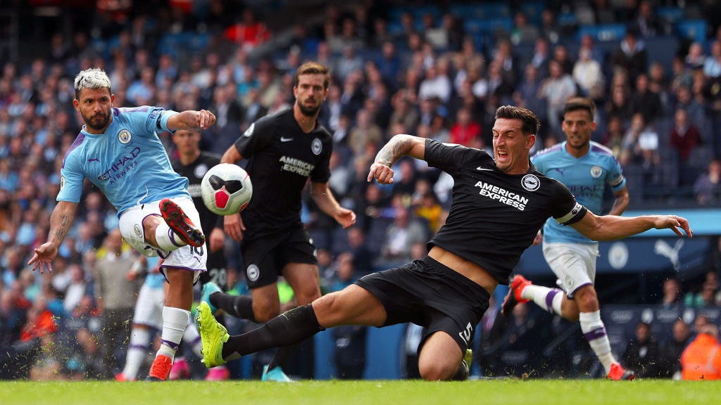 PINPOINT : Sergio Aguero finds the top corner for his second and City's third_