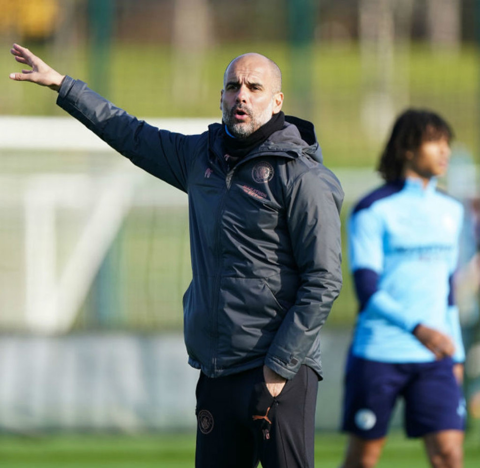 VITAL WORK: But Pep Guardiola's time with his players on the training field has been limited due to the busy fixture schedule