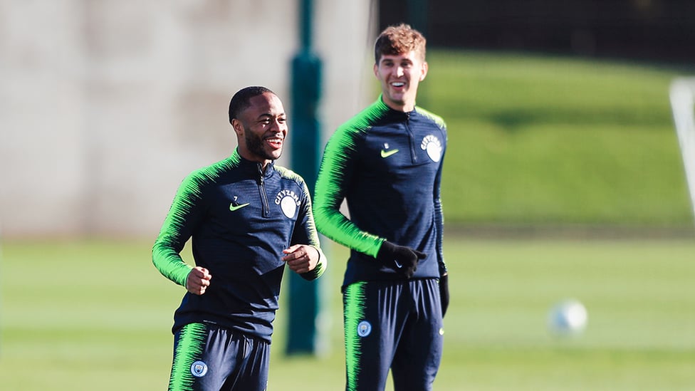 SUNNY SIDE UP : Raheem and John were in good spirits with the Autumn sun lighting up the CFA