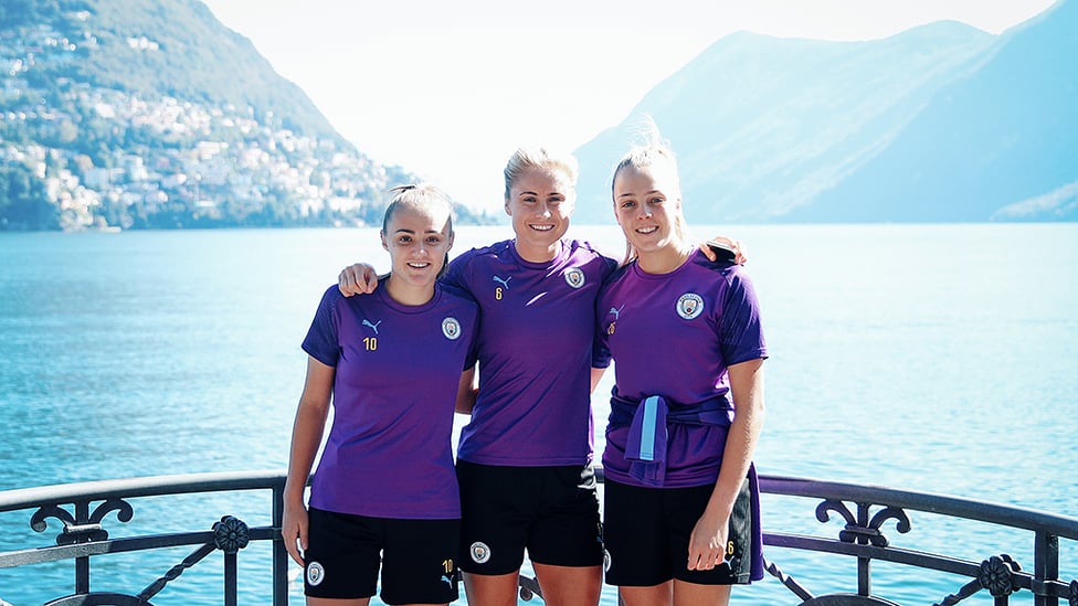 STRIKE A POSE : Georgia, Steph and Ellie looking fabulous in front of a wonderful backdrop