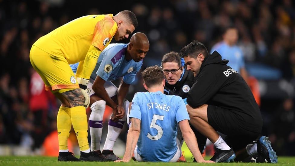 CONCERN : John Stones was forced off in the second half.