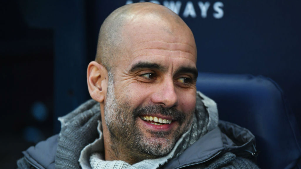 WHAT THE DOCTOR ORDERED : Pep's all smiles after City taken an early lead.