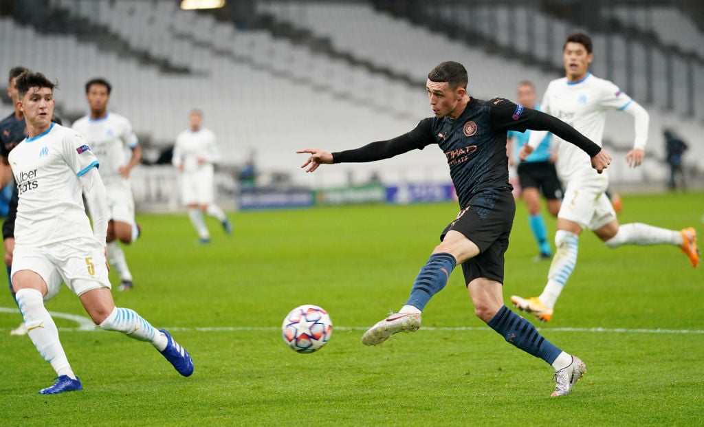 BOOM: Foden fires off a volley