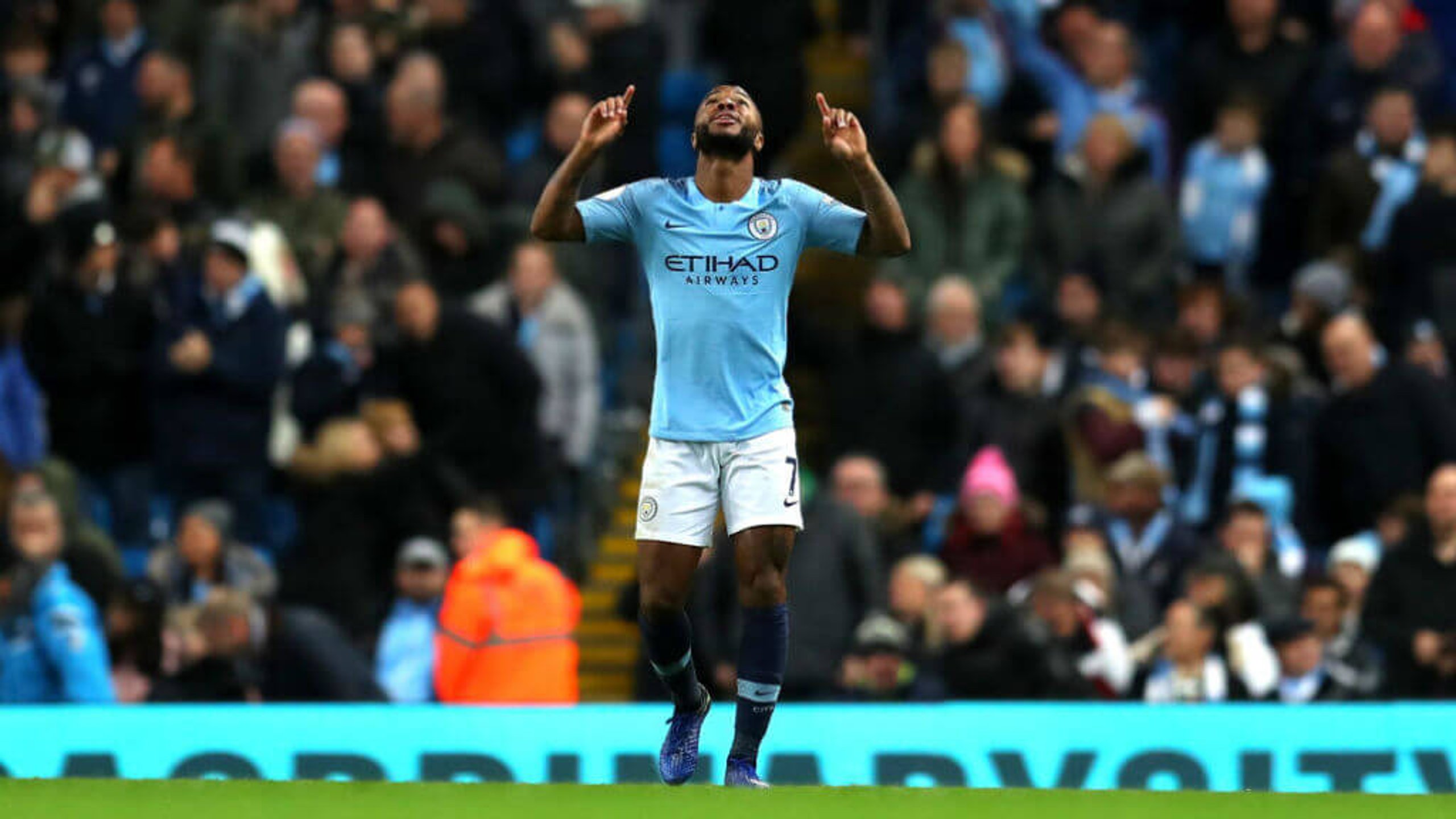 BACK IN FRONT: Sterling celebrates after his close-range effort 