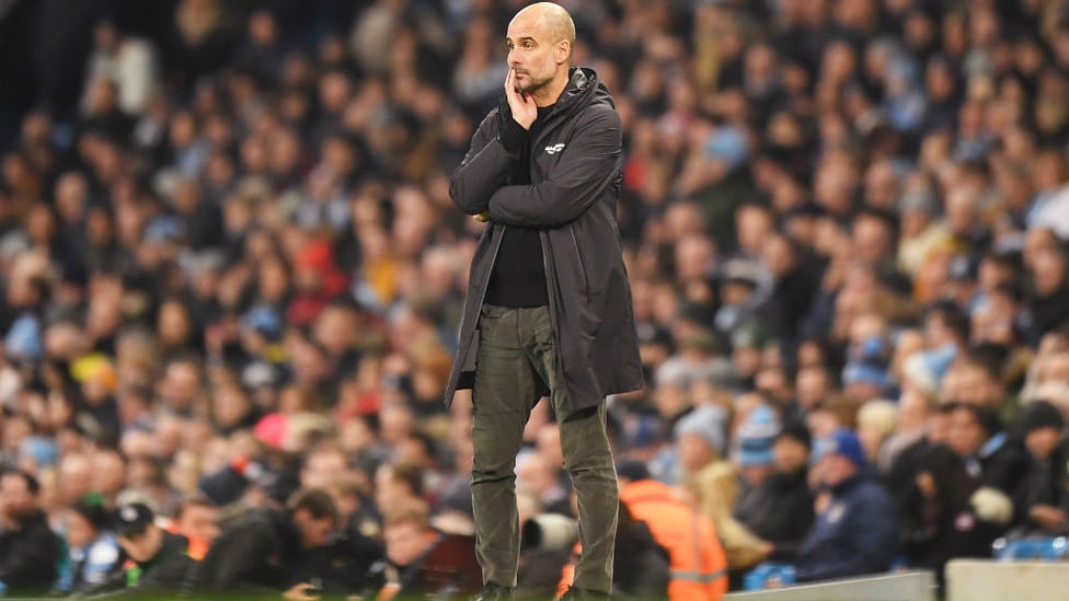 THE BOSS : Pep watches on from the dugout