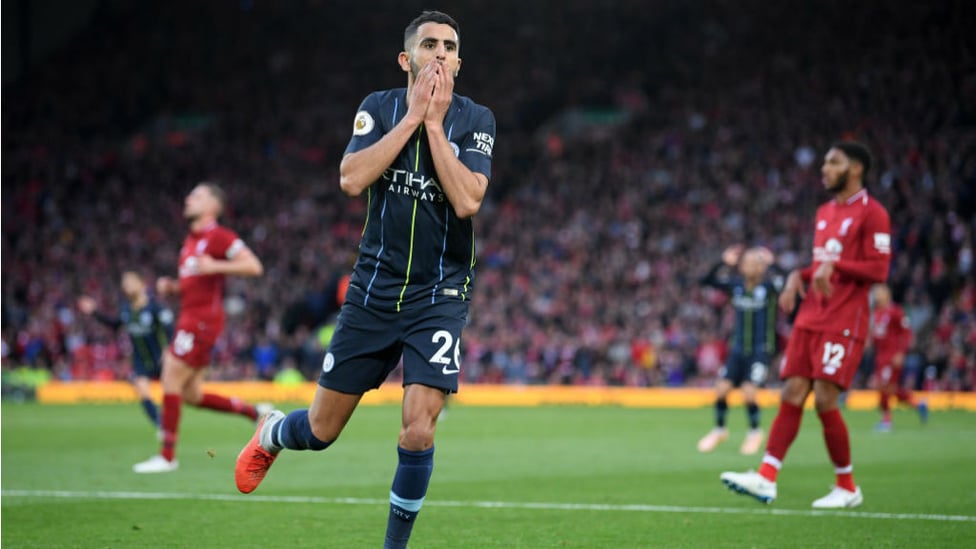 SO CLOSE : Riyad Mahrez's expression says it all after a second half shot went narrowly wide