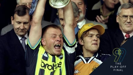 WINNER: Andy Morrison celebrates at Wembley Stadium in 1999.